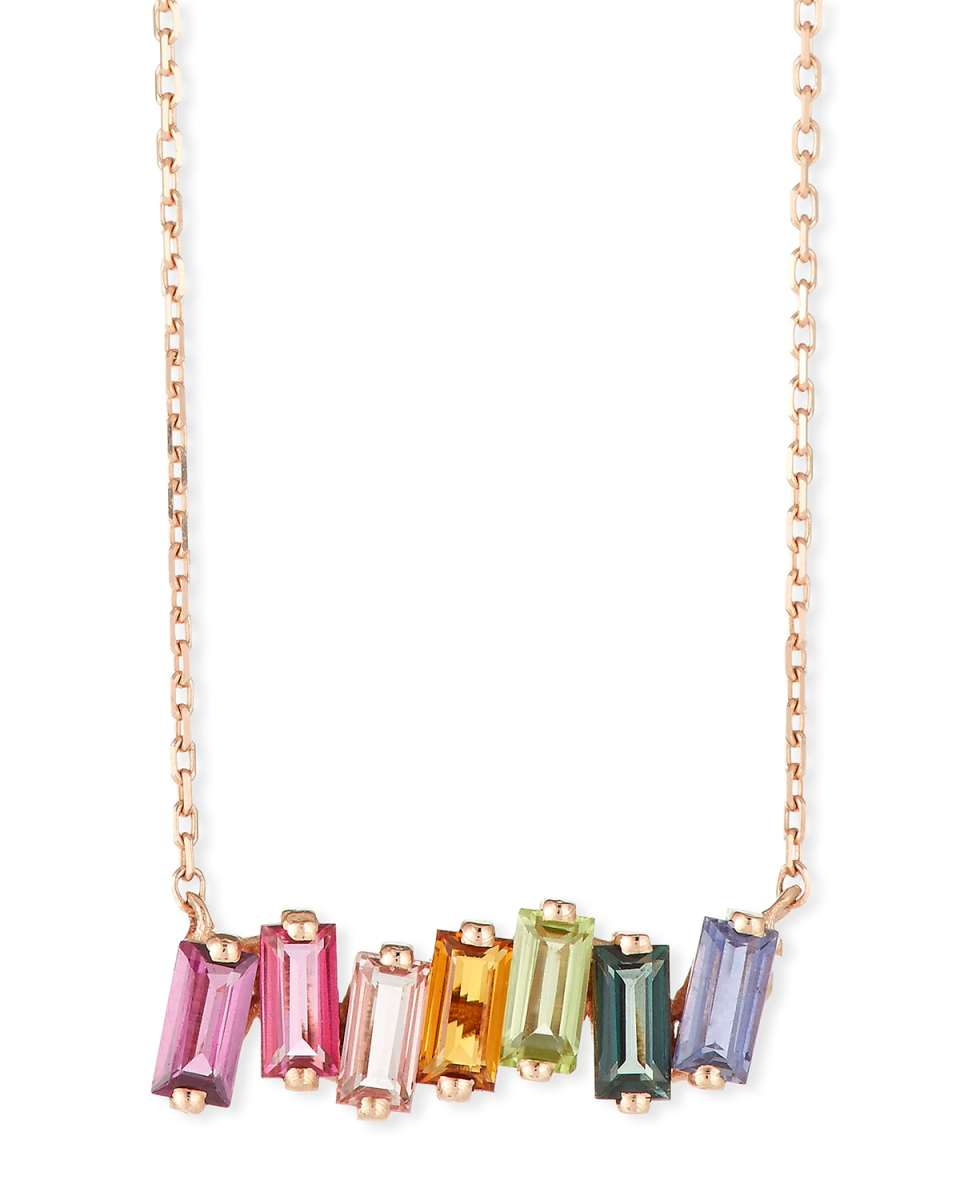 14k Rose Gold Morganite Topaz Fireworks Necklace