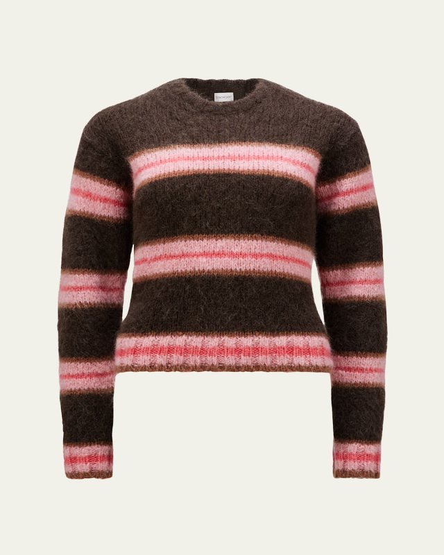 Striped Alpaca-Blend Crewneck Pullover