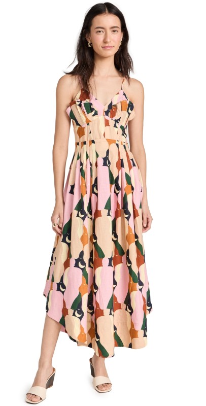 FARM Rio The Kiss Multicolor Sleeveless Midi Dress The Kiss Multicolor