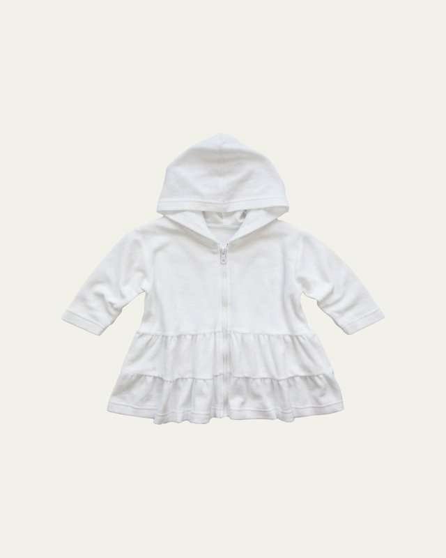 Girl's Solid Terry Hooded Tiered Coverup, Size 2-6X