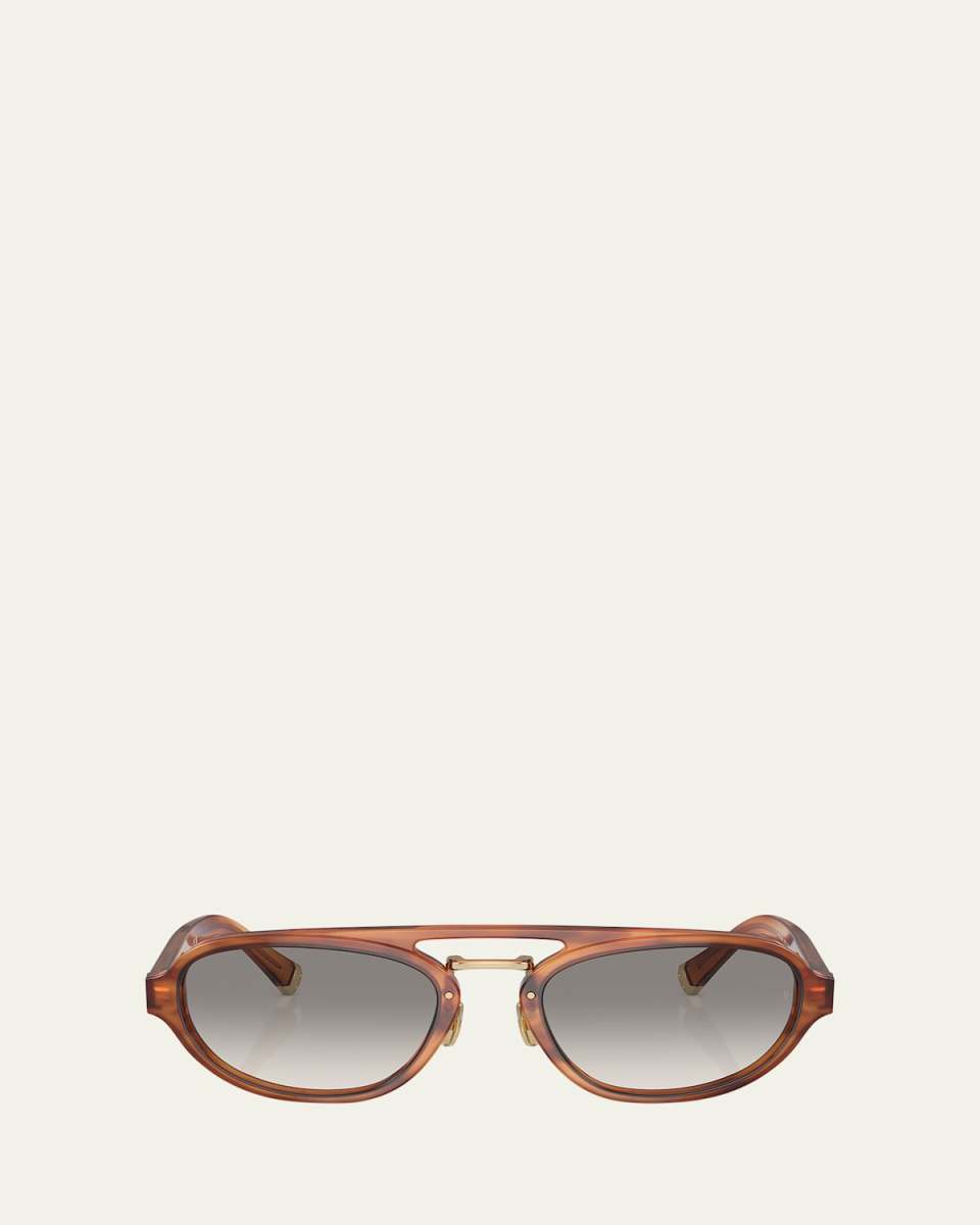Engraved Acetate Oval Aviator Sunglasses