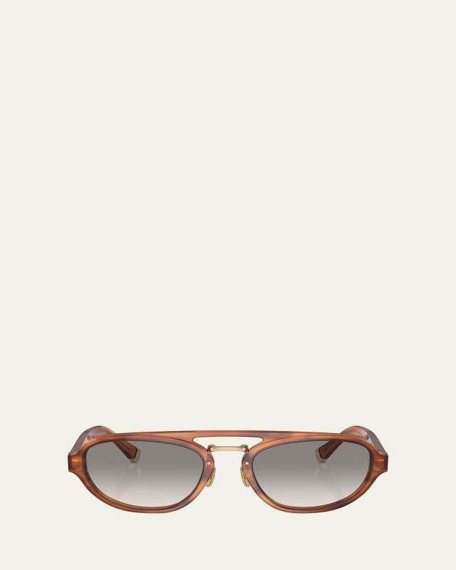 Engraved Acetate Oval Aviator Sunglasses