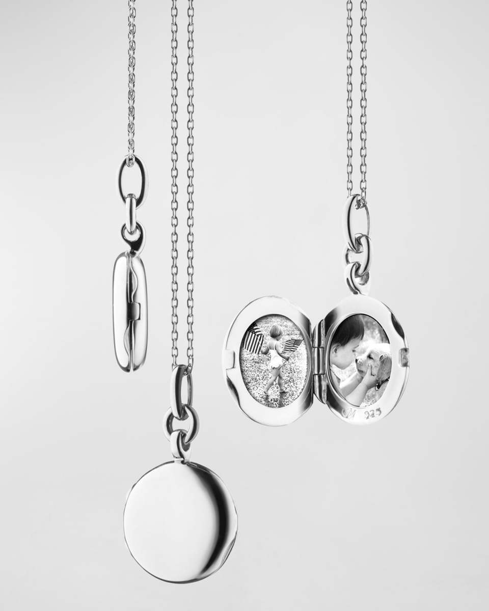 Sterling Silver Slim Round Nan Locket Necklace