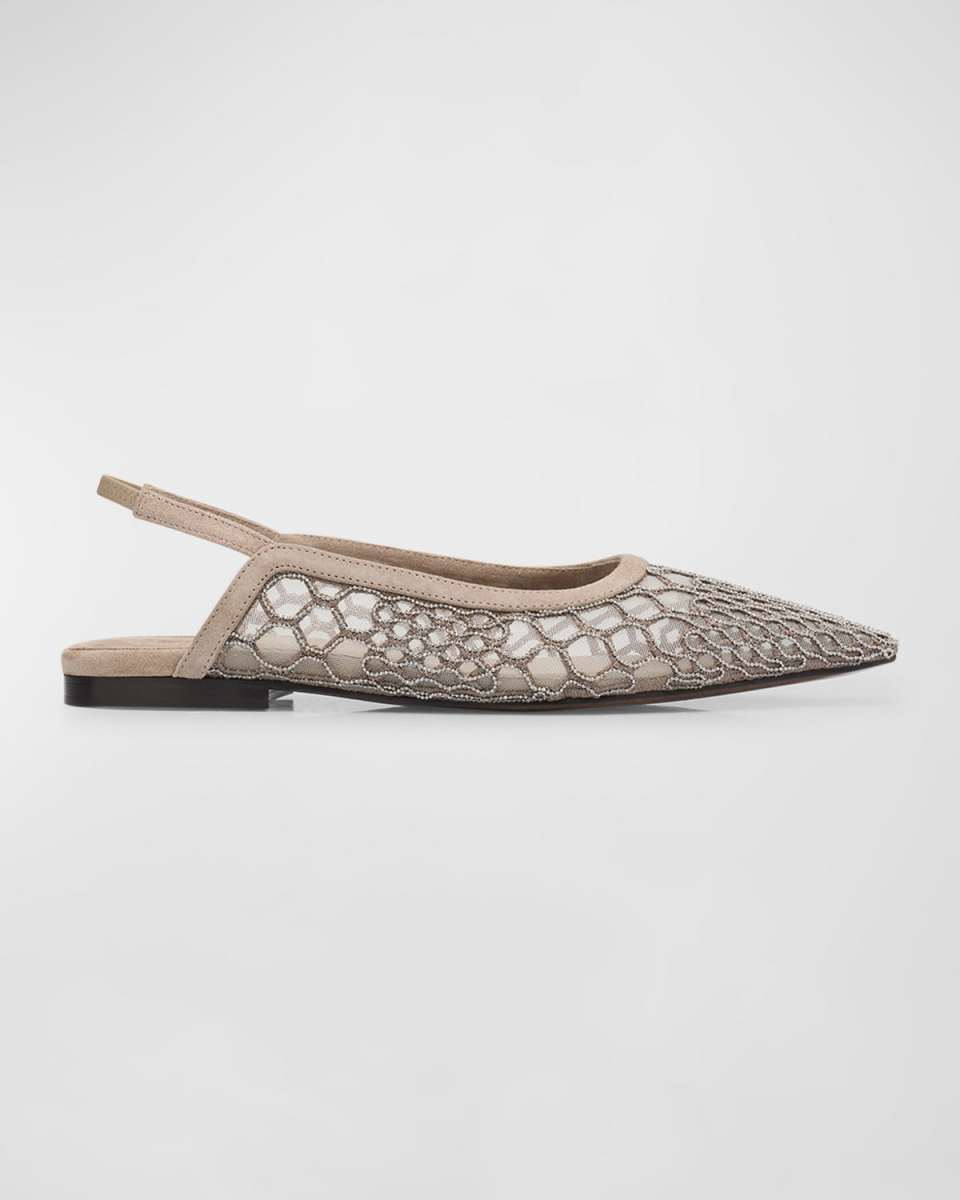 Monili Net Slingback Ballerina Flats