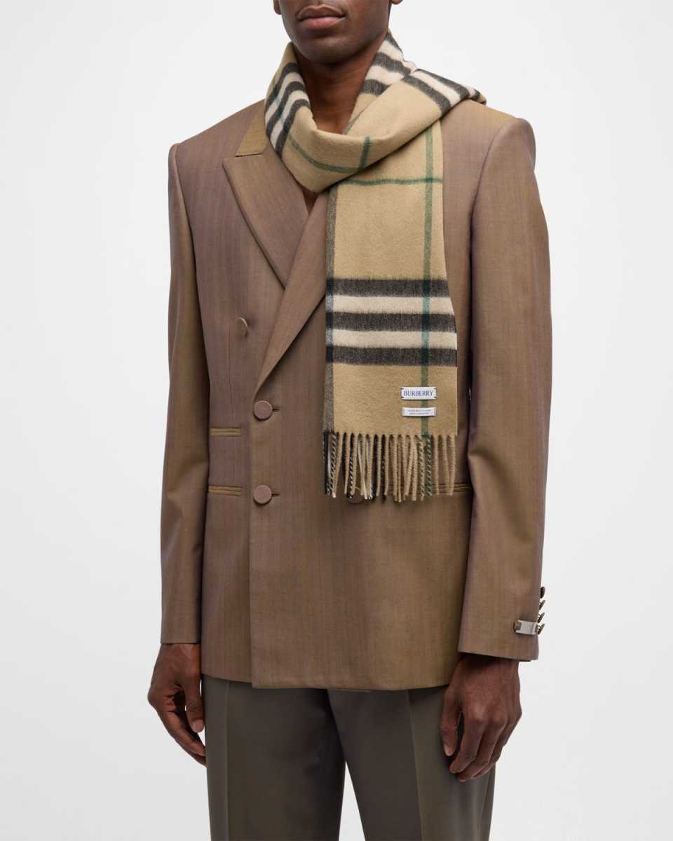 Men's Giant Check Cashmere Scarf
