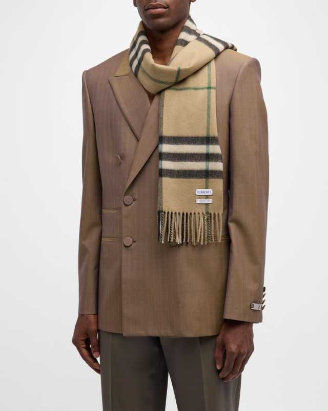 Men's Giant Check Cashmere Scarf