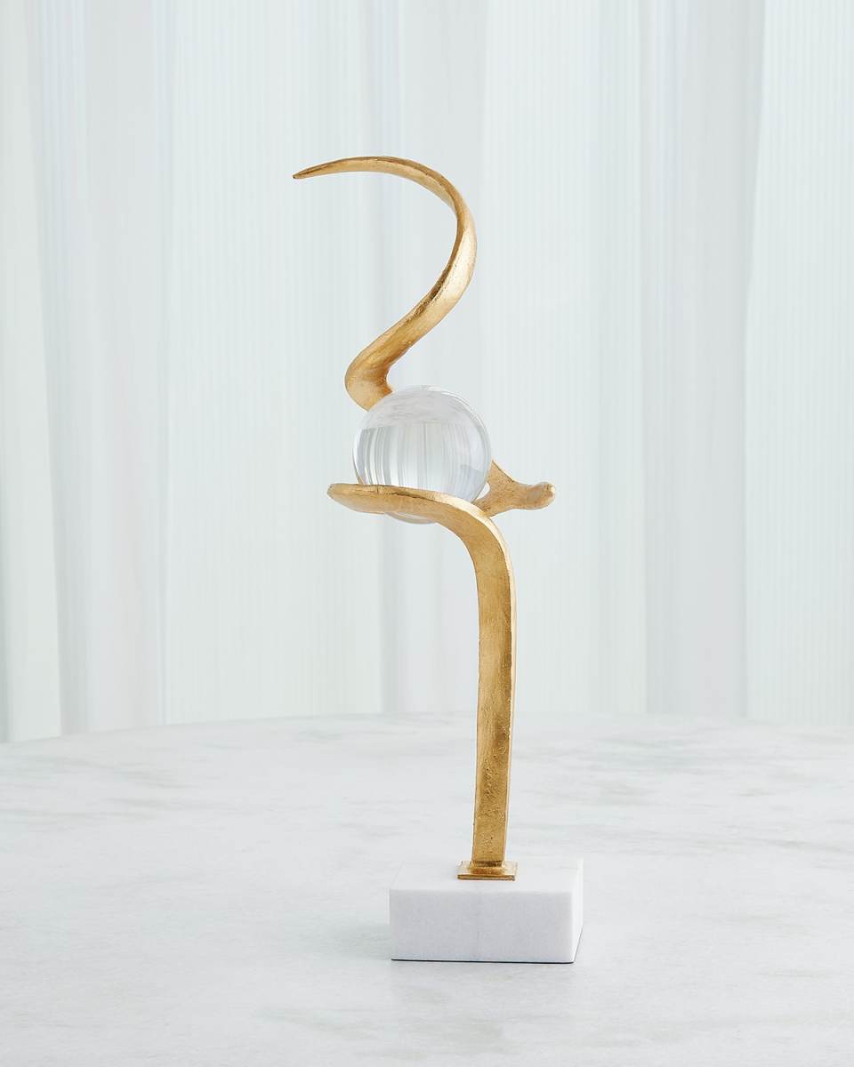 Captured Sphere Sculpture, Gold Leaf