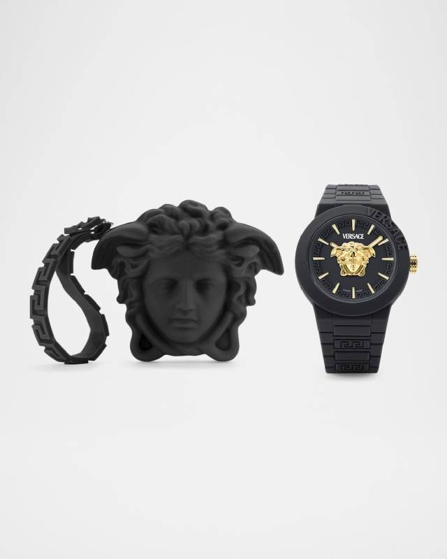 Medusa Pop Black Silicone Watch with Pouch, 39mm