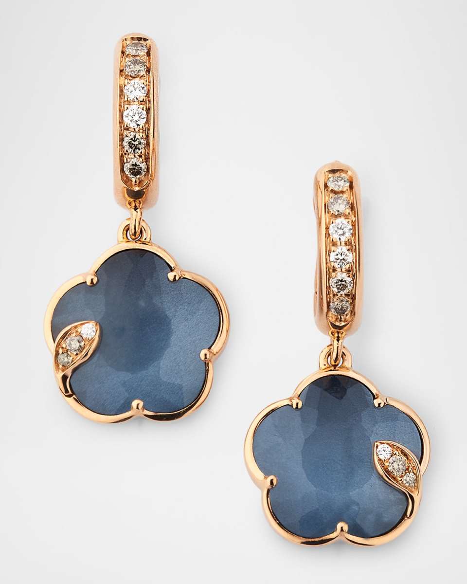 Ton Joli 18K Rose Gold Diamond and Moonstone-Onyx Earrings