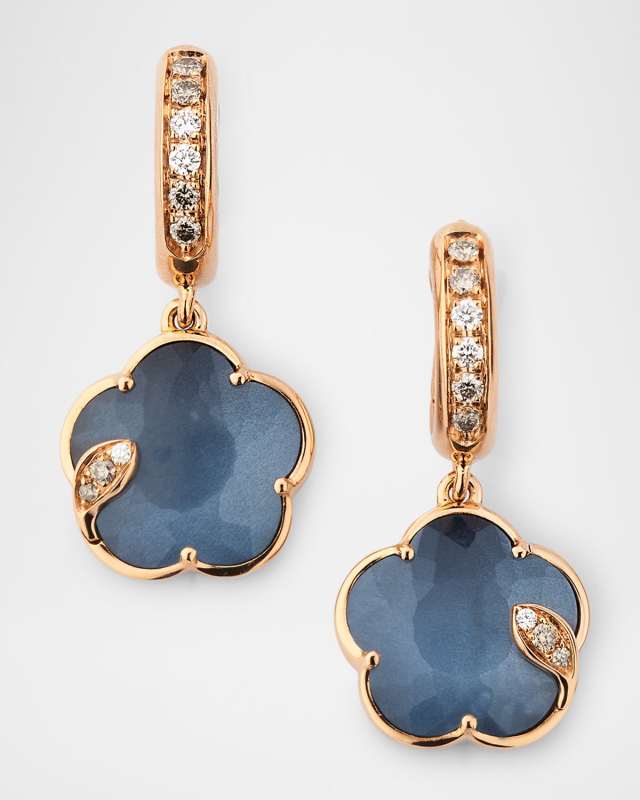 Ton Joli 18K Rose Gold Diamond and Moonstone-Onyx Earrings