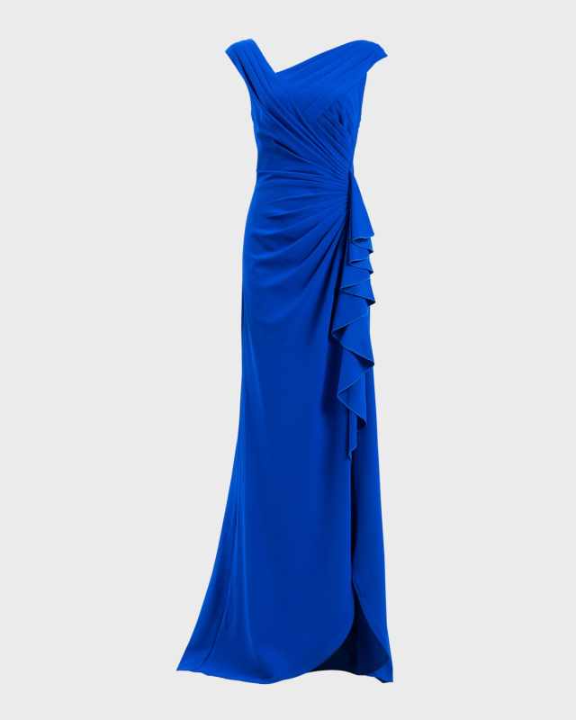 Sleeveless Asymmetric Crepe Gown