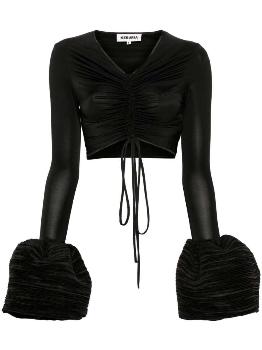 flared-cuff crop top