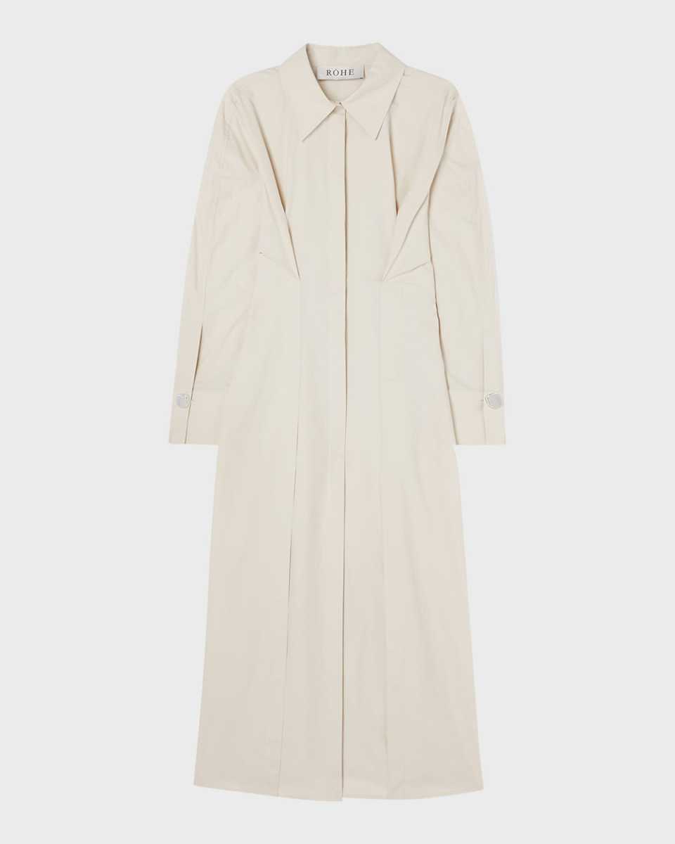 Pleated Cotton-Poplin Shirtdress