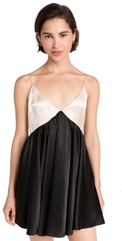 CAROLINE CONSTAS Myra Mini Dress Black Off White Combo
