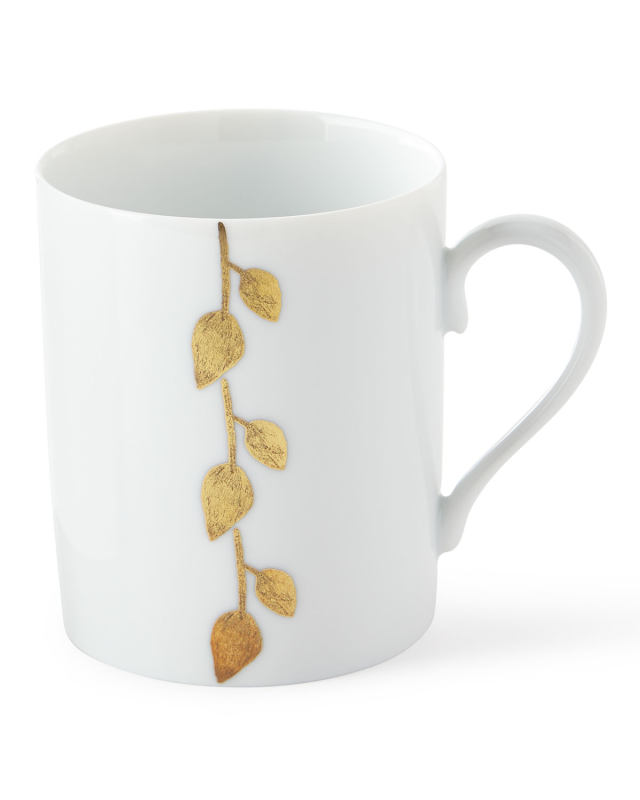 Daphne Gold-Leaf Mug, White