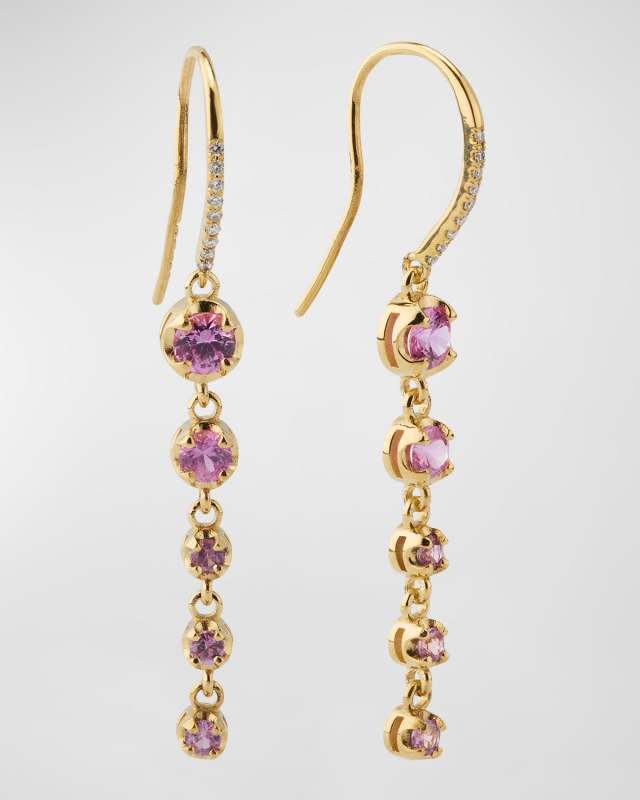 Graduated Illusion-Set 5 Pink Sapphire Drop Earrings