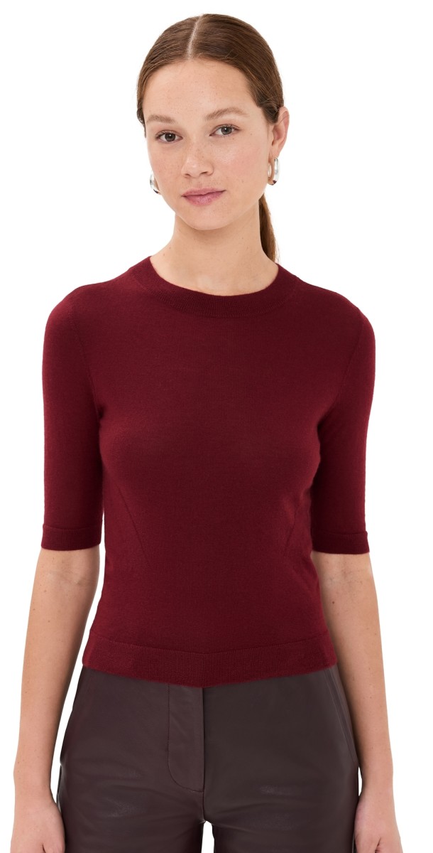 CO Short Sleeve Cashmere Sweater Bordeaux