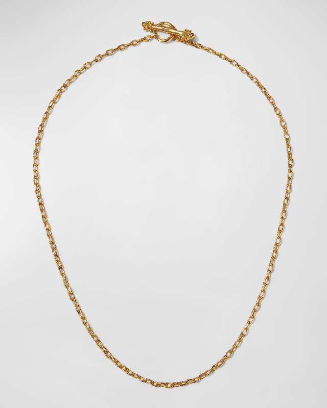 19k Fine Gold Link Necklace, 17"L