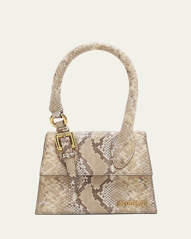 Le Chiquito Moyen Snake-Print Top-Handle Bag