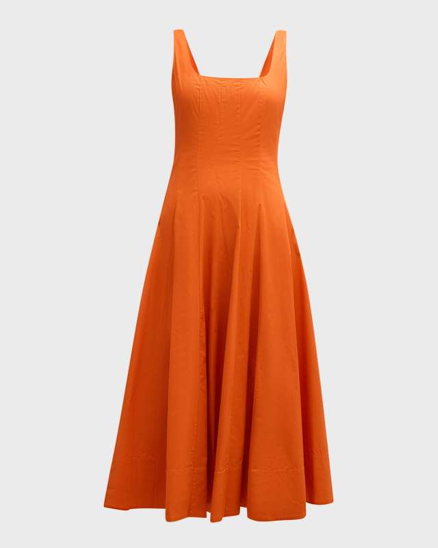Wells Sleeveless Cotton Poplin Corset Midi Dress