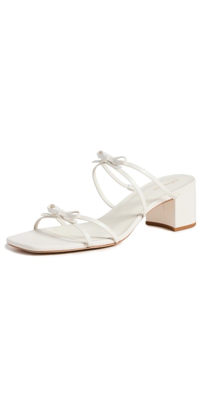 Reformation Elodie Block Heeled Sandals White