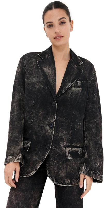 Acne Studios Single Breasted Printed Jacket Black/Beige