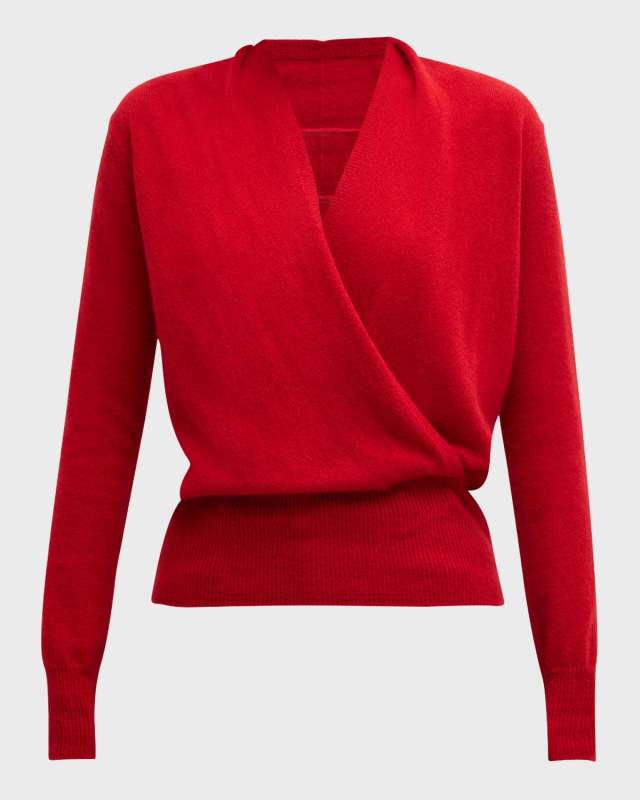 Cashmere Faux Wrap Sweater