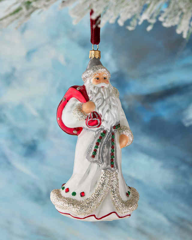 Glass Santa Ornament