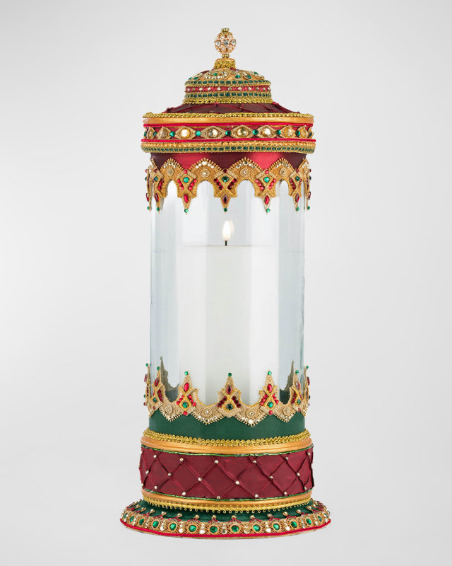 Christmas Castle Hurricane Candle Holder Tabletop