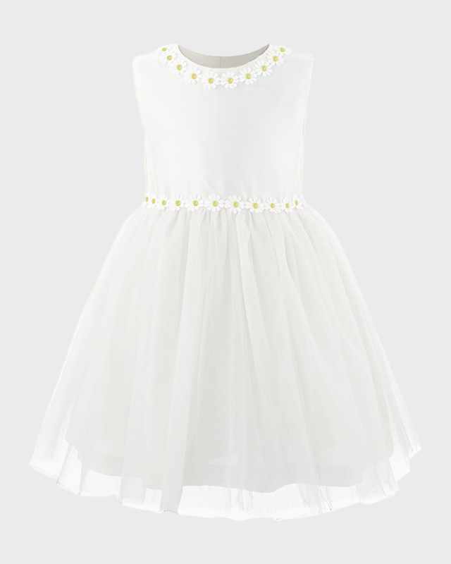 Girl's Daisy Tulle Dress, Ivory, Size 2-14