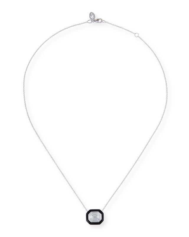 18k White Gold Oui Diamond & Enamel Necklace