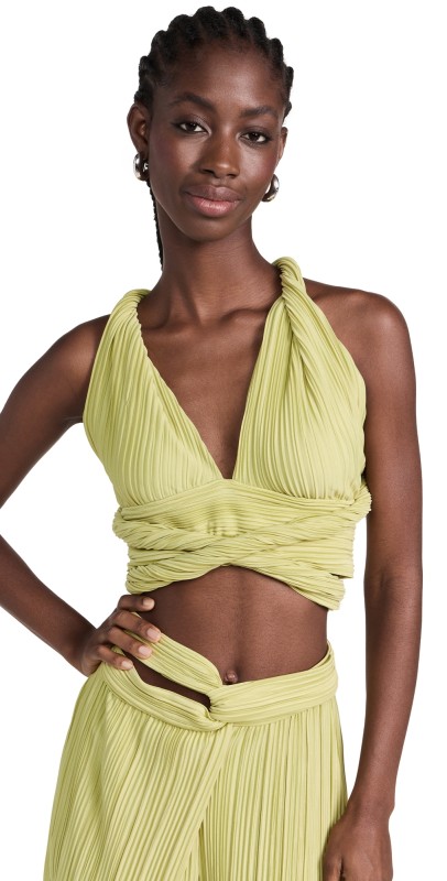 Maylé Vásquez Salome Wrap Around Crop Top Green