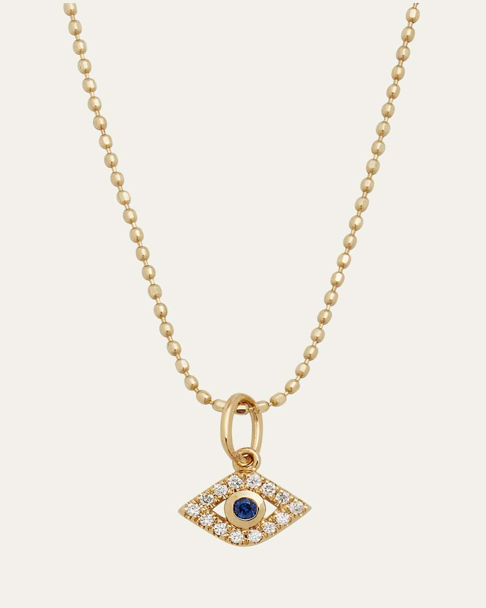 14k Gold Tiny Evil Eye Charm Necklace