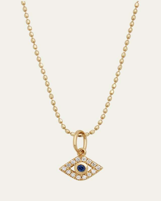 14k Gold Tiny Evil Eye Charm Necklace