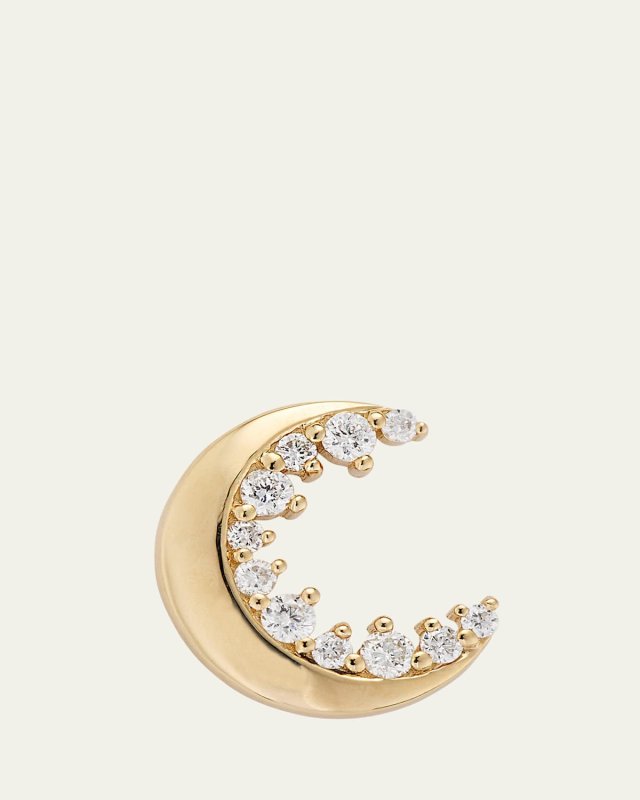 14k Gold Cocktail Crescent Moon Stud