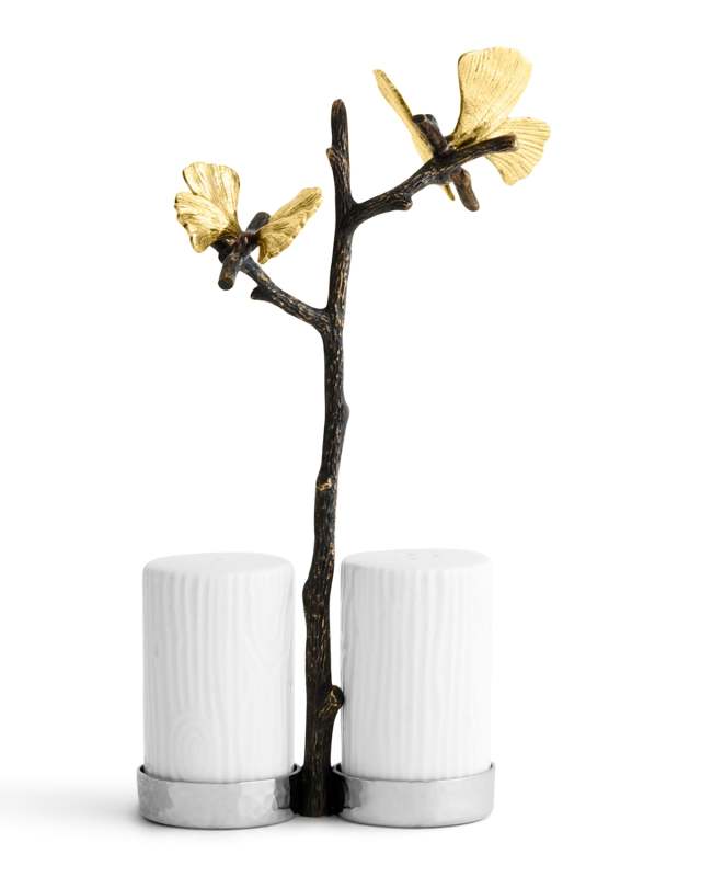 Butterfly Ginkgo Salt and Pepper Shakers with Caddy