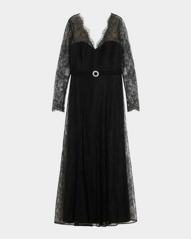 Plus Size Venosa Belted Lace Gown