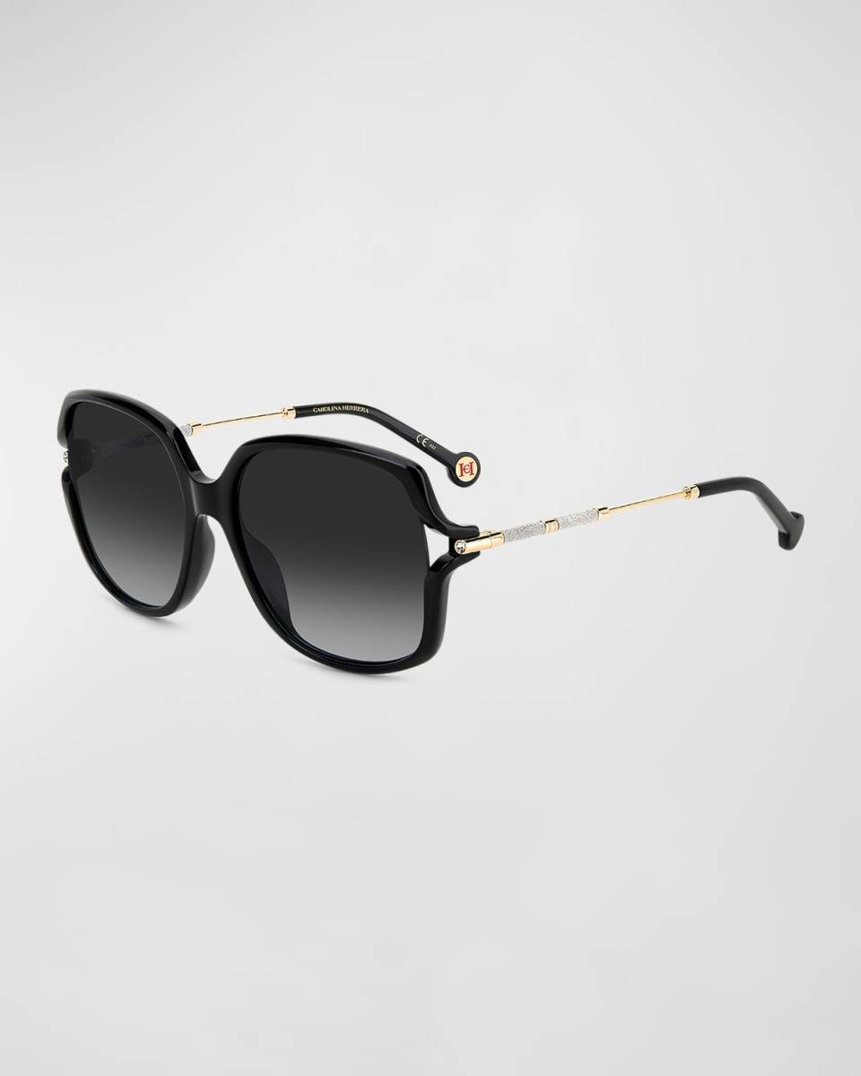 Cut-Out Acetate & Metal Alloy Square Sunglasses
