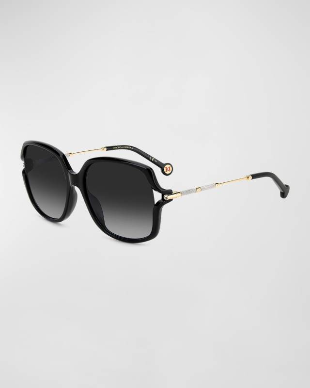 Cut-Out Acetate & Metal Alloy Square Sunglasses