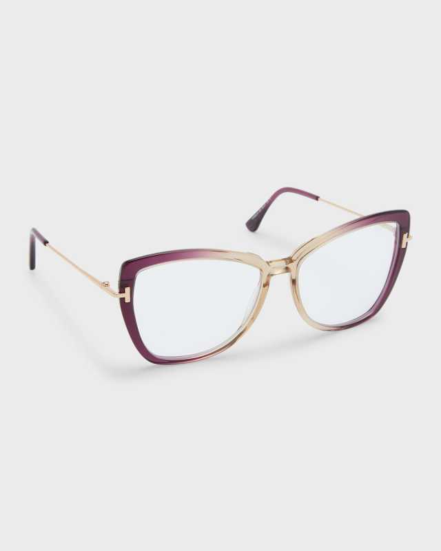 Blue Blocking Ombre Acetate & Metal Butterfly Glasses