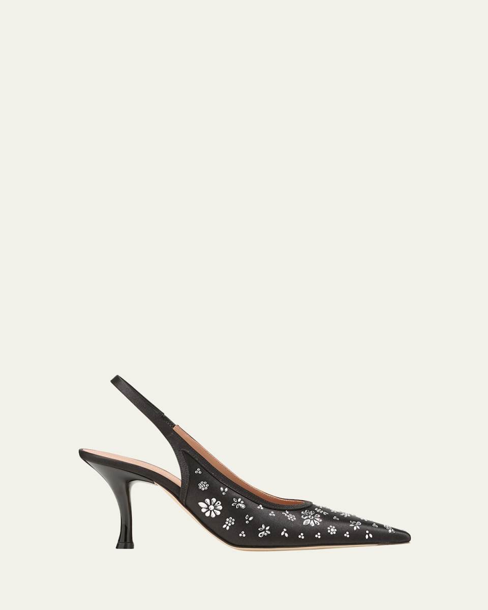 x Tabitha Simmons Cameron Crystal Satin Slingback Pumps