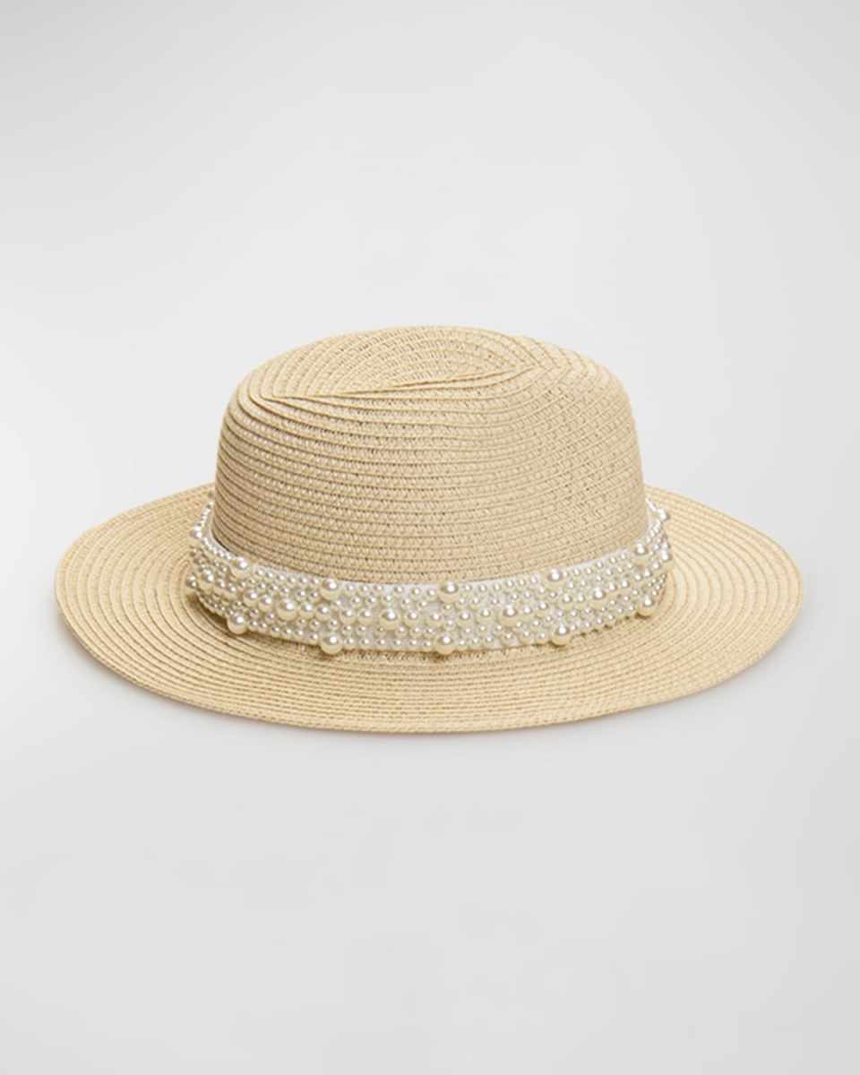 Verity Straw Fedora With Pearly Band