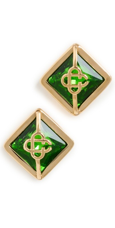 Casablanca Crystal Monogram Earrings Gold/Gr
