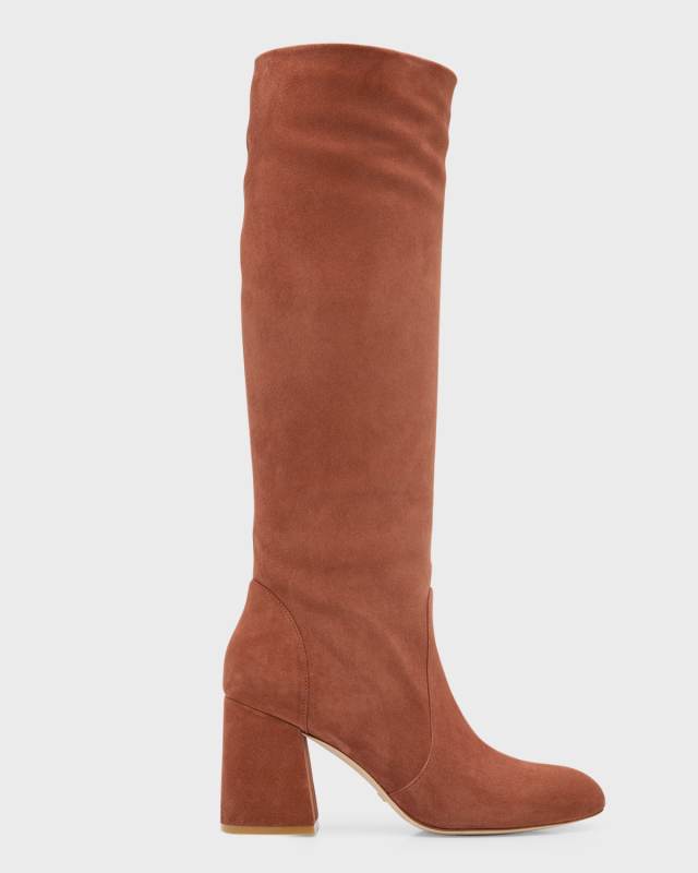 Flareblock Suede Block-Heel Knee Boots