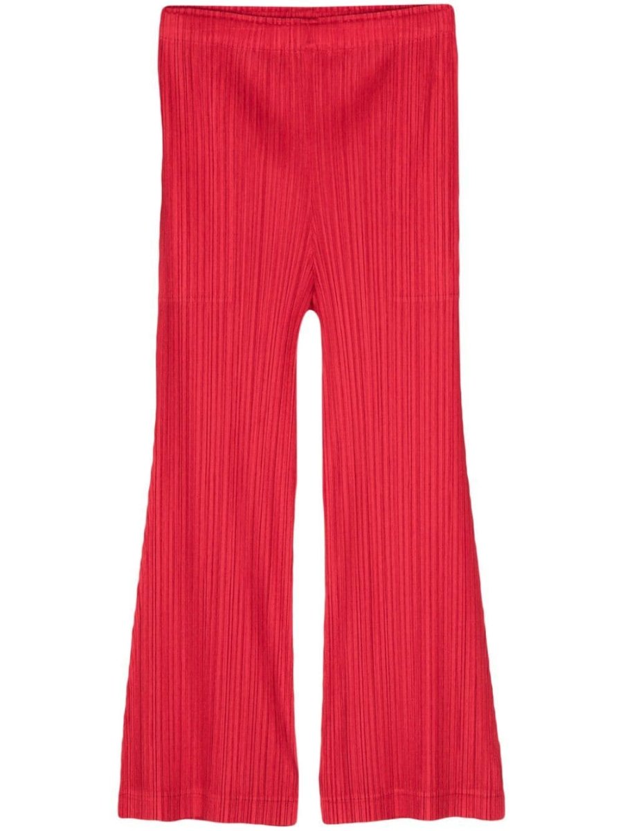 pleated cropped straight-leg trousers