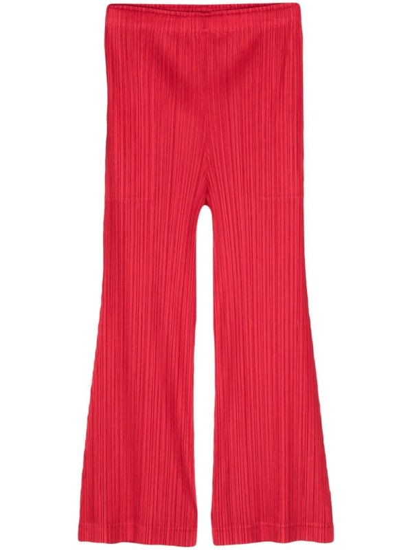pleated cropped straight-leg trousers
