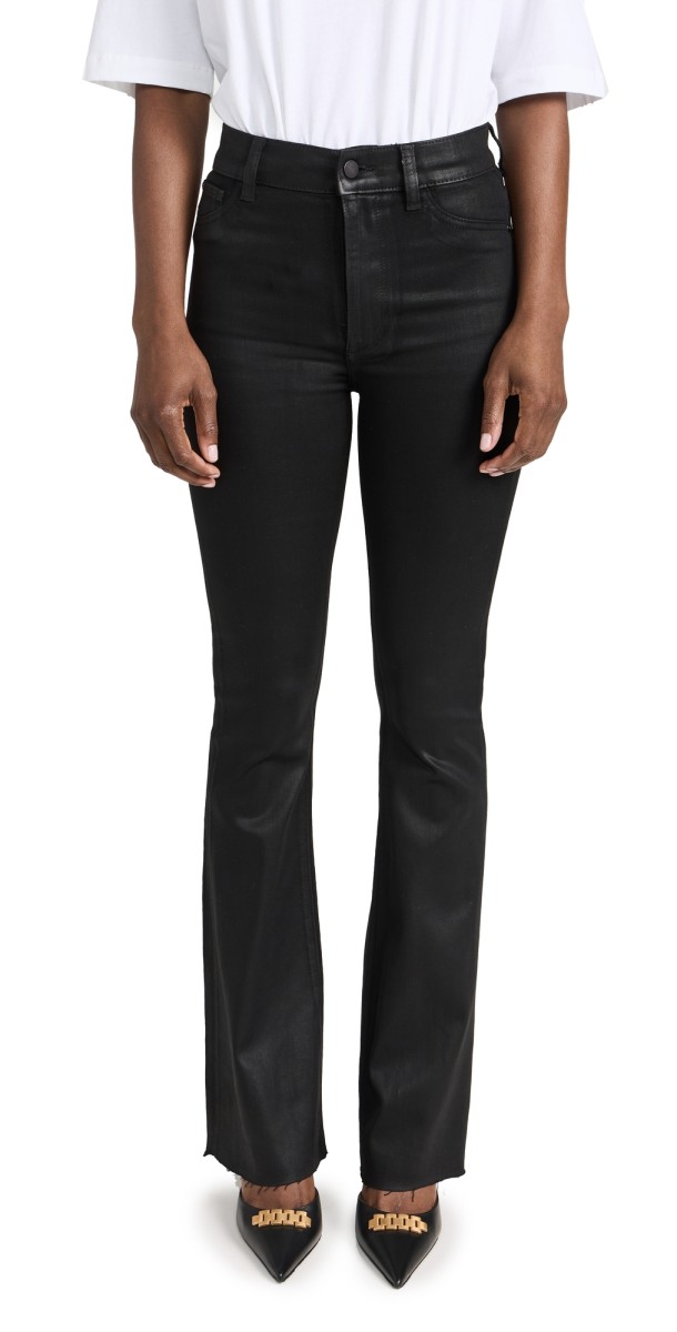 DL1961 Bridget Boot: High Rise Instasculpt Jeans Black Coated (Ultimate Coated)