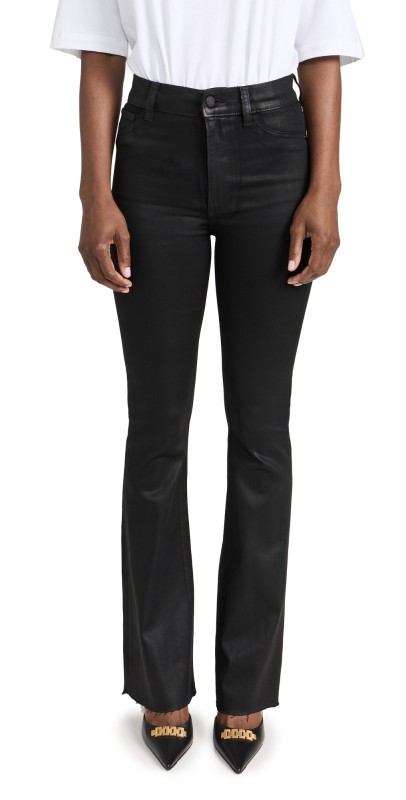DL1961 Bridget Boot: High Rise Instasculpt Jeans Black Coated (Ultimate Coated)