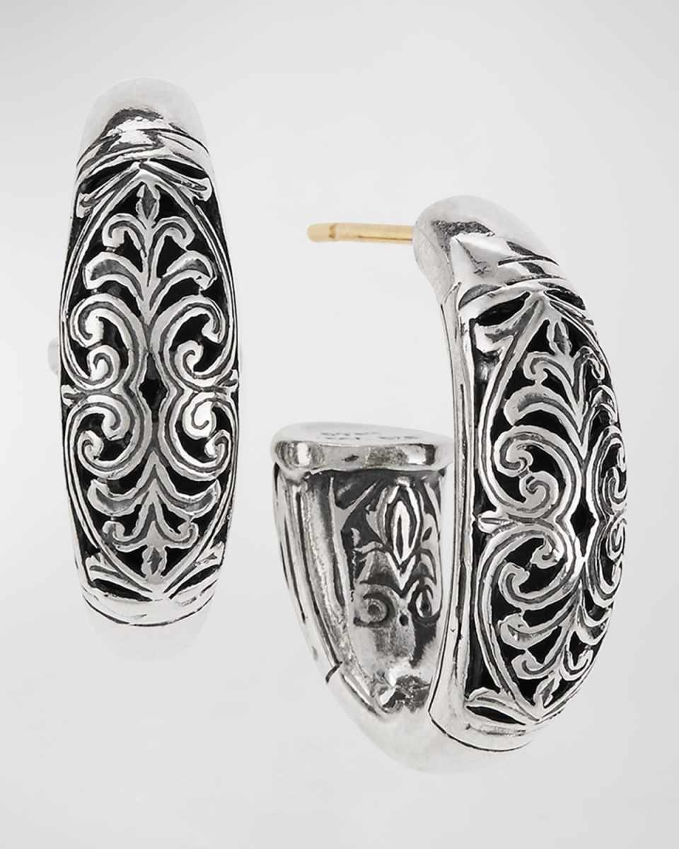 Sterling Silver Etched Hoop Earrings