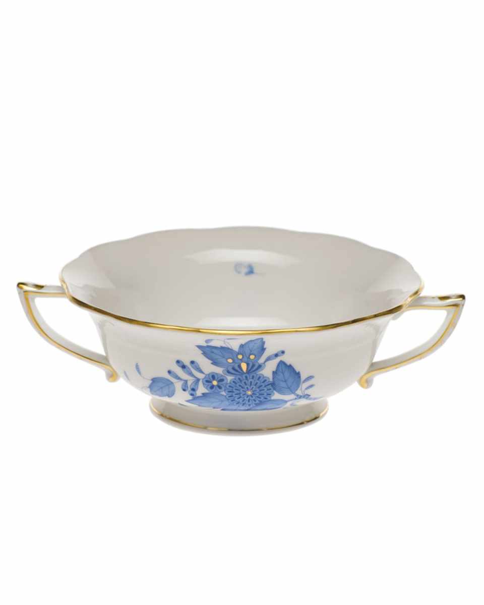 Chinese Bouquet Blue Cream Soup Cup